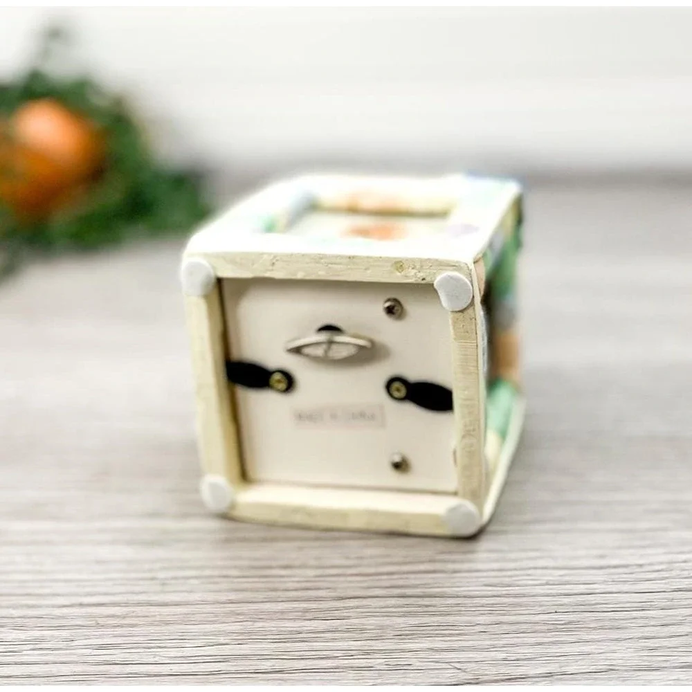 Vintage Musical Baby Photo Cube: Teddy Bear Nursery Decor